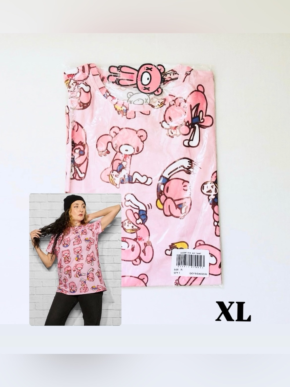 Cakeworthy X Gloomy Bear AOP T-Shirt Unisex Size XL